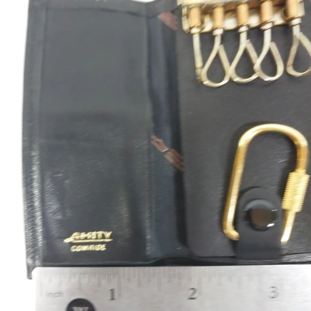 Vintage‎ Amity Positive Lock Black Cowhide Key Kaddy Case